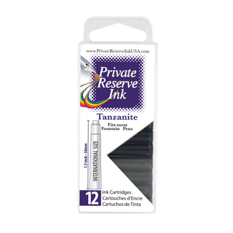 Pk/12 Private Reserve Fountain Pen Ink Cartridges, Tanzanite