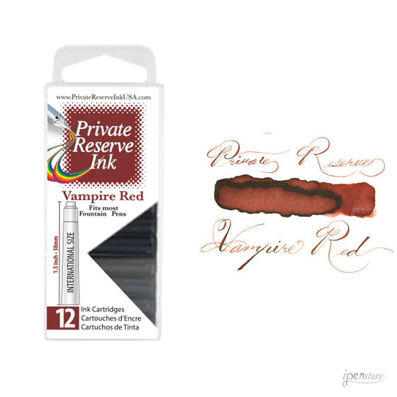 Pk/12 Private Reserve Fountain Pen Ink Cartridges, Vampire Red